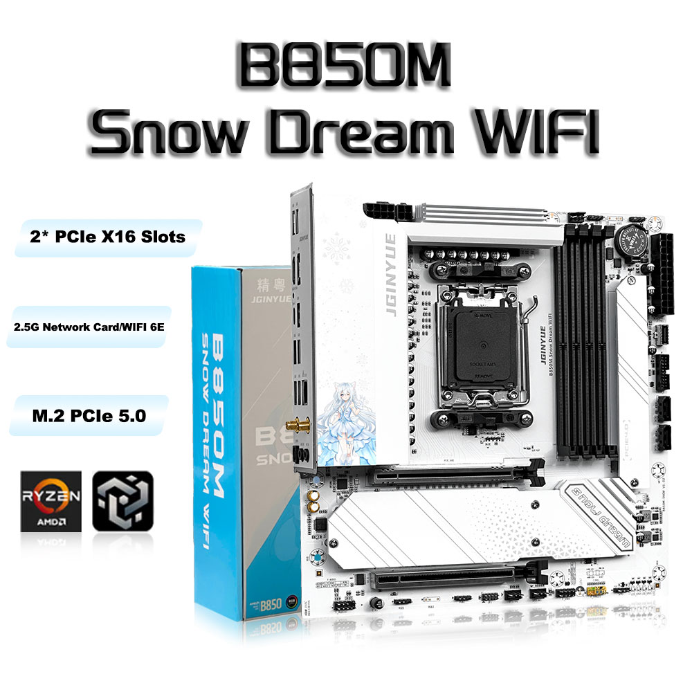 JGINYUE B850M Snow Dream WIFI  - Am5 Micro Atx Pcie 5.0 Motherboard review and price